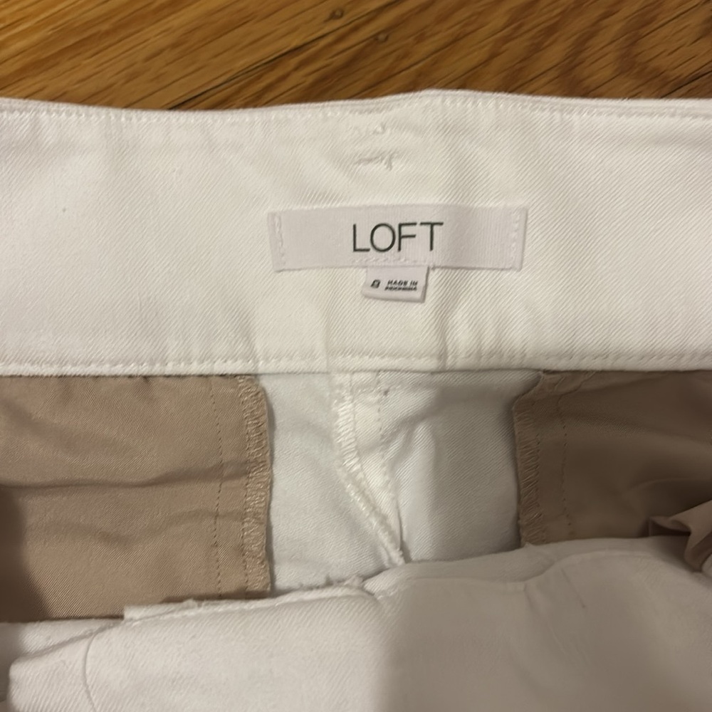 Loft Belted high rise White Pants image 3